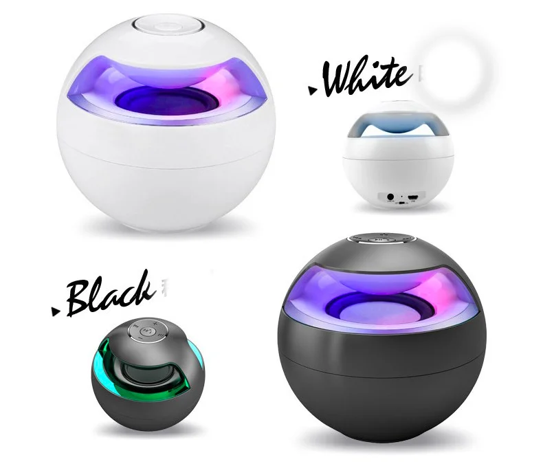 Subwoofer Portable wireless Speaker AJ69 Ball Shaped and Hands Free Speaker with Colorful LED Lights 3.5mm AUX Line-In - ANKUX.COM