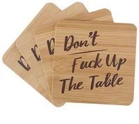 

The Table Bamboo Wood Drink Coasters Funny Housewarming Gift For Tea Coffee