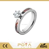 POYA Jewelry 6MM Titanium Pink Tree Camouflage Engagement Ring CZ Prong Setting