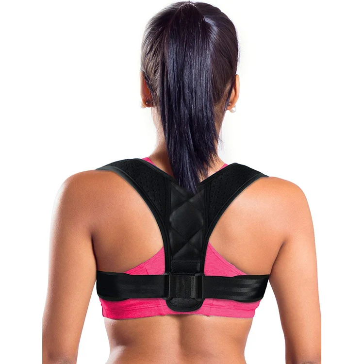 

Amazon Hot Sale Back Posture Corrector Back Brace fully front adjustable shoulder Back Support, Black/beige or as yours