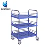 BT-SPY002 hospital furniture nursing trolley 3 layers mobile cheap lightweight easy operate plastic steel carts for sales