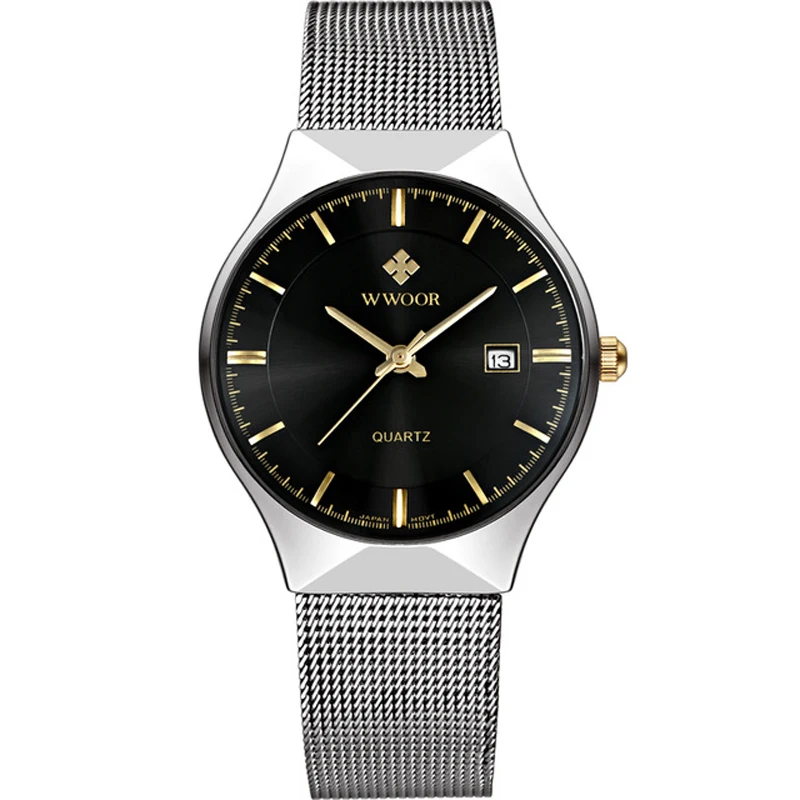 

Luxury Men's Wrist Watches Mesh Stainless Steel Strap Slim Simple Fashion Date Clock Quartz Business Men WWOOR Brand Watch Hot