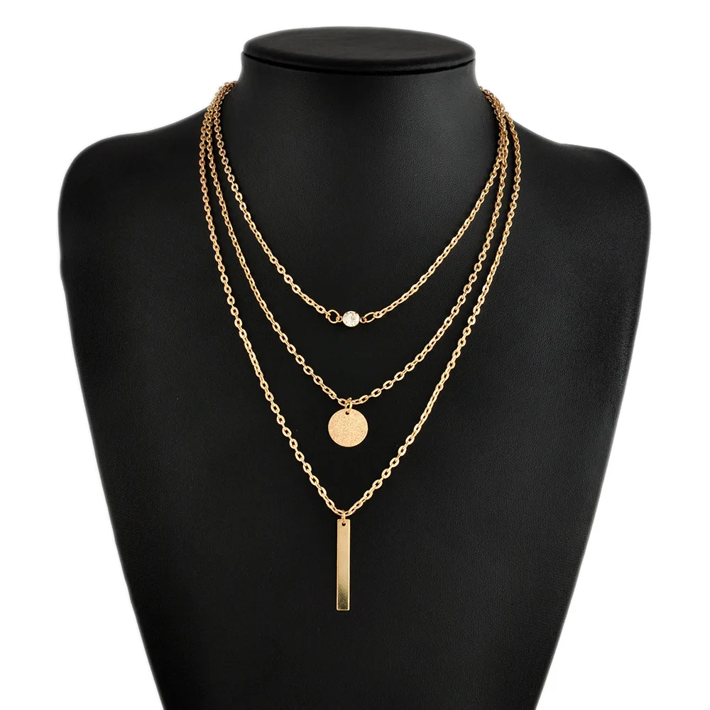 

Hotsale fashion necklaces low MOQ simple metal necklace jewelry for women