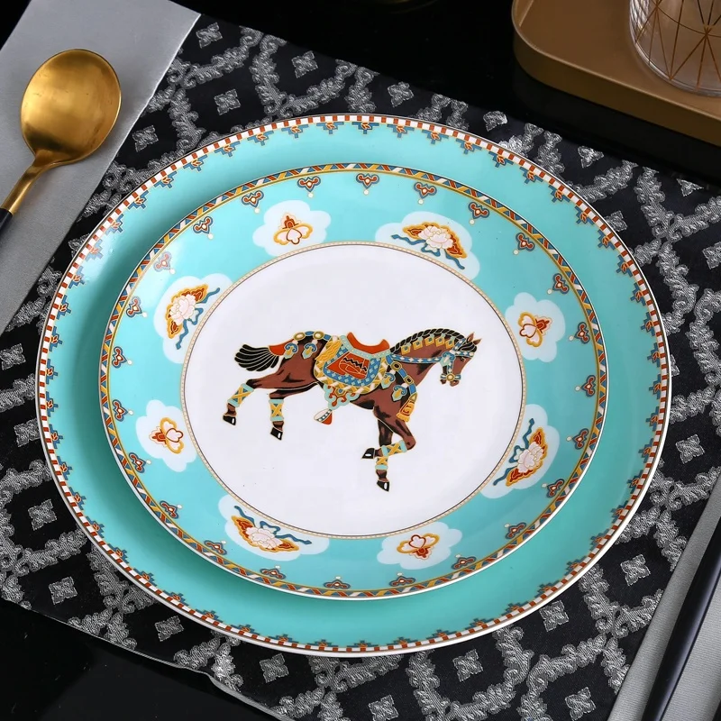 Luxury Ceramic Gold Mosaic Plates Porcelain Vintage Wedding Charger