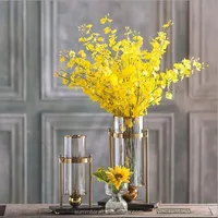 

Wholesale decorative table top glass vase with metal stand