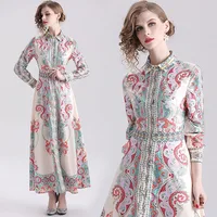 

Spot XC5449075 retro ethnic style new long cardigan dress