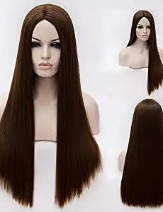 Wigs have an attractive convenience fashion European And American High-Temperature Brown Silk Long Straight Hair wig Fashion Girl Necessary