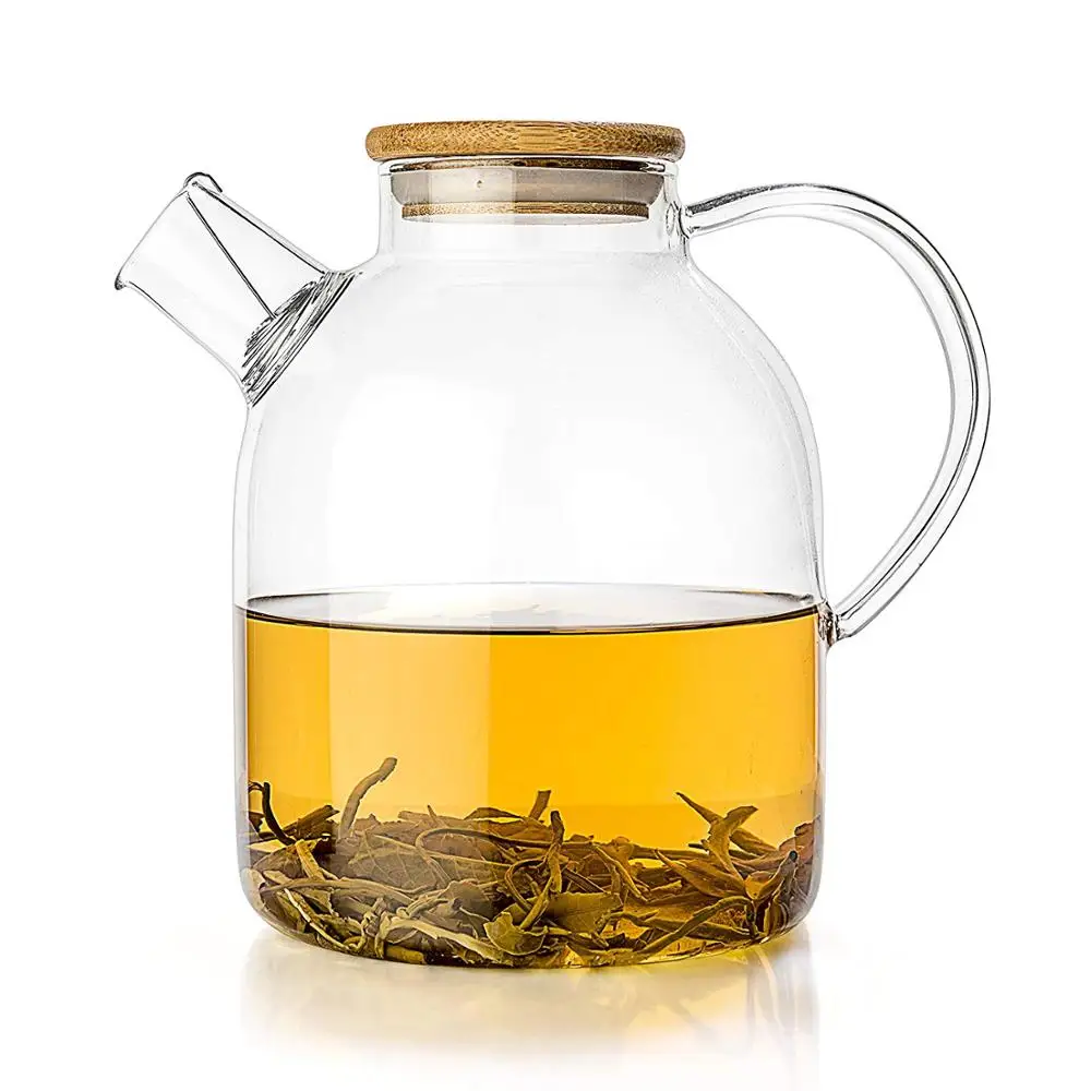 

Glass Kettle 60-ounce - Stove-top Safe - Heat Resistant Borosilicate - Pitcher - Carafe - Teapot - No-Dripping - Great For Tea, Original