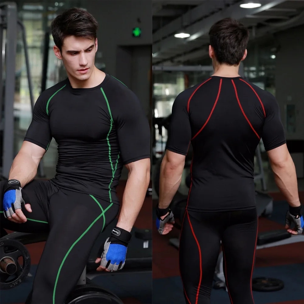 

Quick Dry Compression Men's Short Sleeve T-Shirts Running Shirt Fitness Tight Tennis Soccer Jersey Gym Demix Sportswear