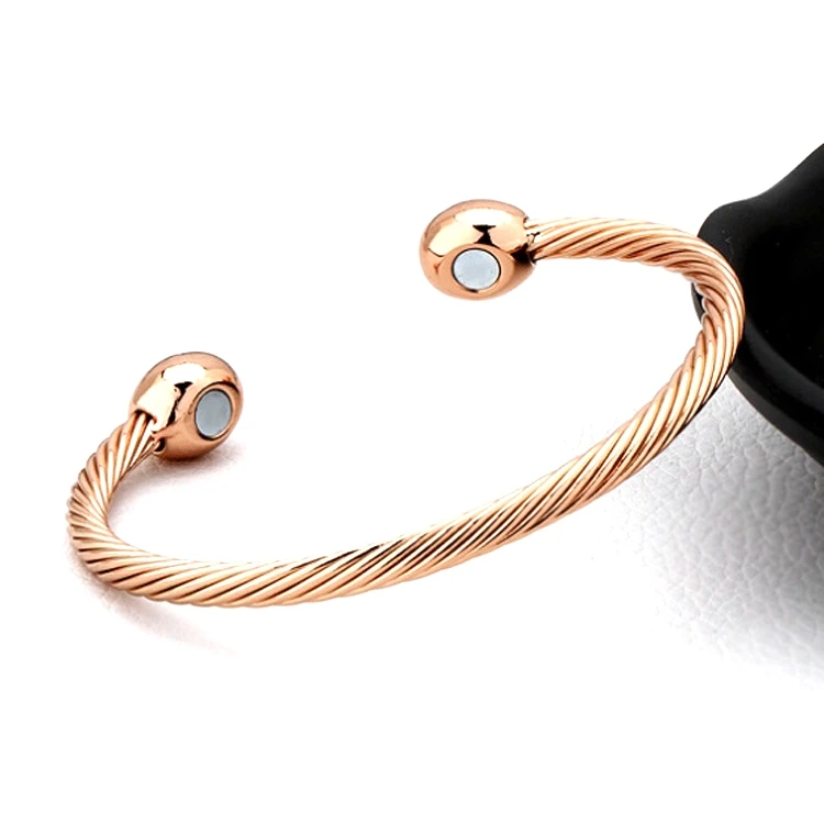 

MECYLIFE Twist Cable Bangle Copper Rose Gold Plating Bracelet Magnetic Balance, Gold,rose gold,silver