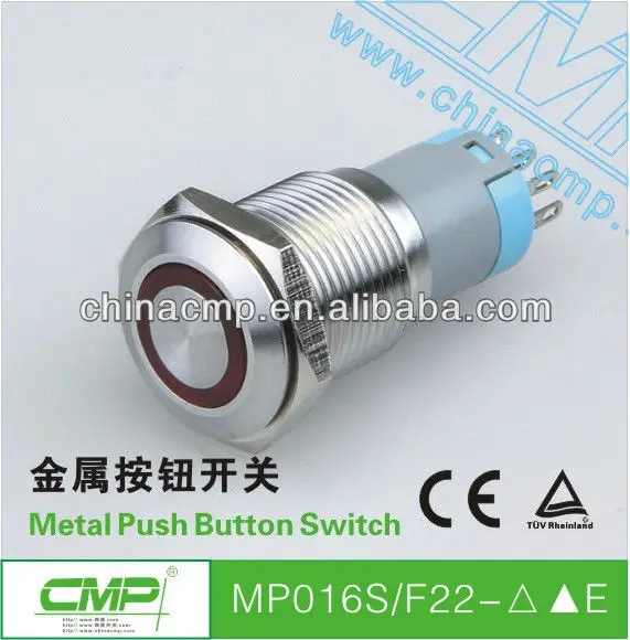 16mm stainless steel led light illuminated pushbutton switch
