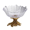 Unique Shape Crystal Cheap Decorative crystal and brass fruit plate