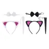 Adult Kids Cosplay Costume Cat Ears Headband Tail&Bow Tie Set for Party AD854