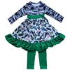 2019 Children Boutique Clothes Factory Direct Supply Girls Long Sleeve Cool Printed Dressy Tops + Green Pants Kids Fall Outfits