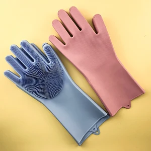 Image of Amazon Hot Selling Heat Resistant Kitchen Silicone Rubber Scrubber Dishwashing Magic Dish Washing Gloves For Dish Washing
