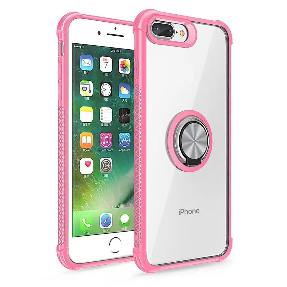 

Car holder stand thin transparent shockproof phone case for iPhone 6 plus ring holder back cover case