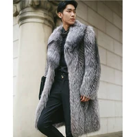 

Men's warm clothing faux fur long coat XXXXXL cotton-padded fox feather knee length outdoor wear jacket for men Northern people