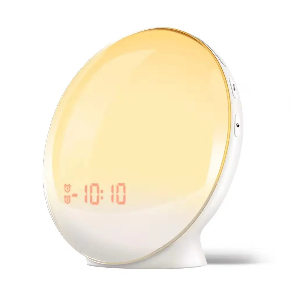 

Wake up light dual alarm clock with colored sunrise simulation and sunset fading Night Light for bedrooms