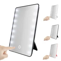 

Fashion women batteries 16 led touch screen table makeup mirror