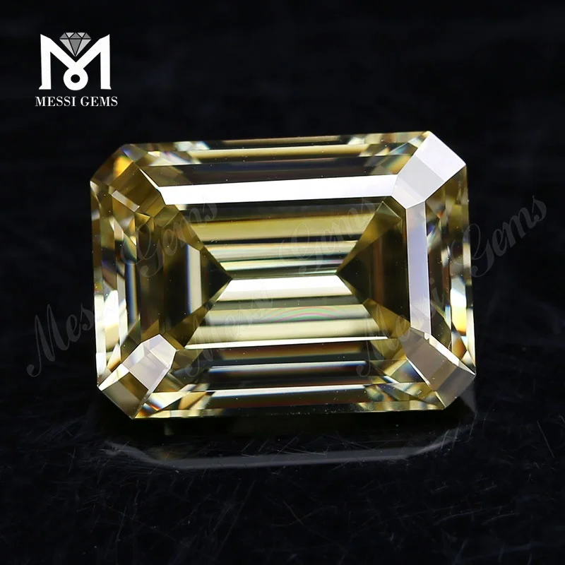 Factory Loose Emerald Cut Fancy Yellow Moissanite Stone Price