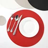 Red color and customized faux leather table placemat and coaster set