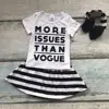 new summer black white striped baby Girls more issues than vogue skirt outfits cotton dress set boutique matching accessories