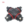 L20 Black Plastic Connector Gland IP68 Waterproof,Cable Range 5-12MM, Shielded, Field Installable 4 way waterproof screw connect