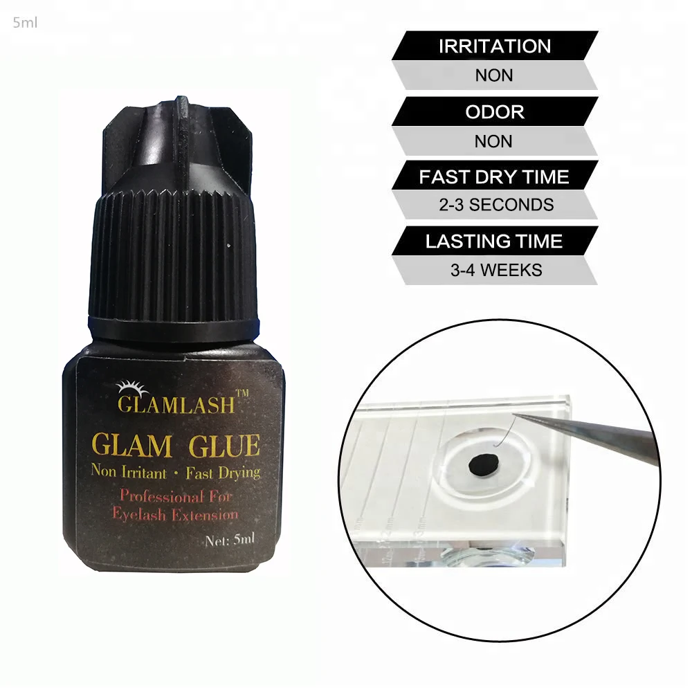 

Private label 5ml Fast dry no odor no simulation eyelash glue wholesale lash extension adhesive, Black eyelash glue