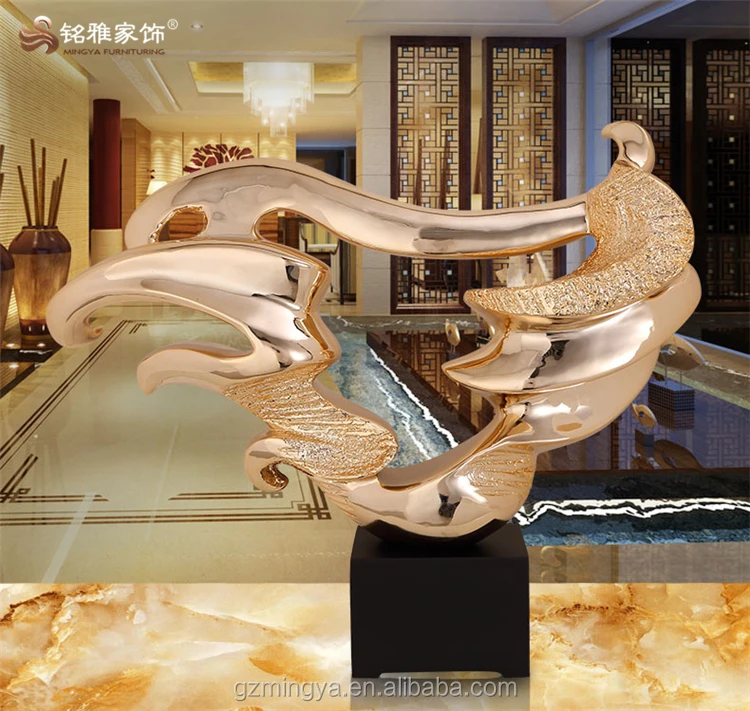 

Home decorative resin large crafts abstract art sculpture for hotel decor, Silver/rose gold or customized color