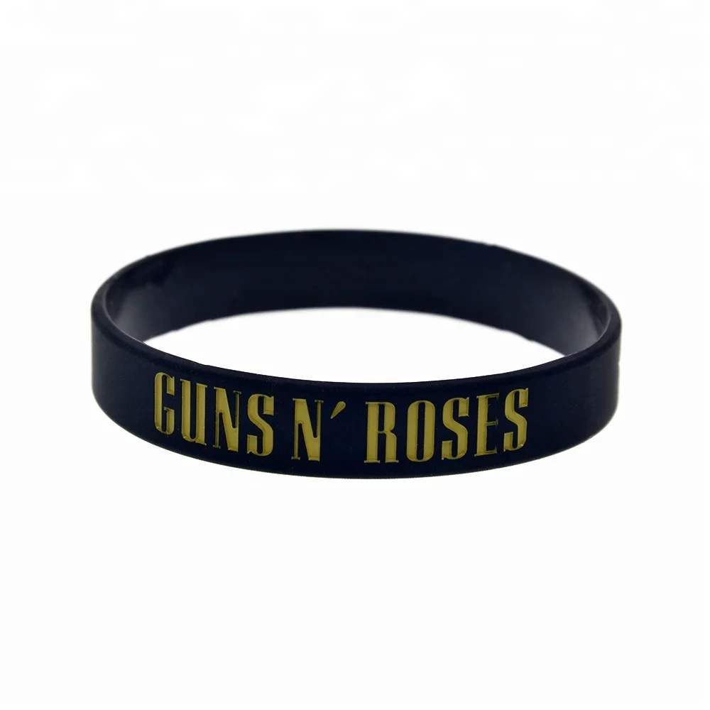 

50PCS/Lot Guns N Roses Silicone Wristband for Music Fans Gift, Black