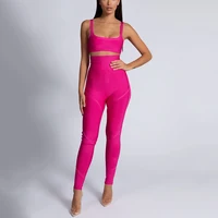 

Sexy casual tight bandage two pieces set long pencil pants