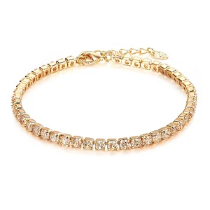 Wholesale fashion 18K Gold 925 Sterling Silver Diamond Tennis Bracelet