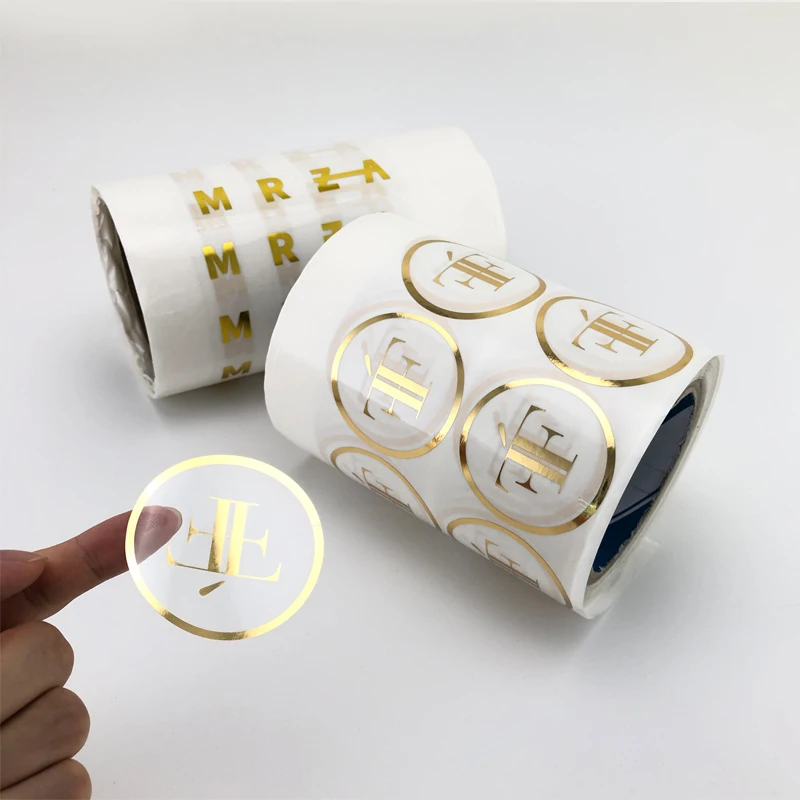 
Custom Gold Foil Stamping Clear Logo Printed Transparent Circle Stickers Clear Round Sticker Printing 