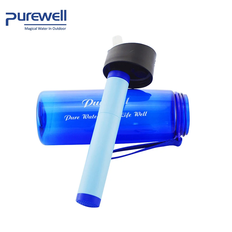 

Professional small purifier outdoor water UF Membrane filter bottle, Blue