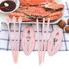 Instagram Hot sale Pink Color Seafood Tools Plastic Crab Craker Plier with spoon