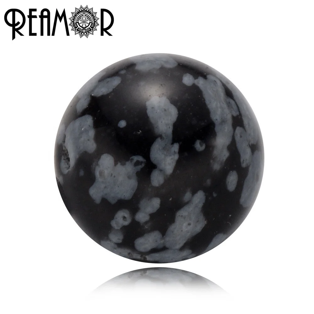 

REAMOR Black Alabaster Natural Stone Beads Snowflake Stone Small Hole Loose Beads Charms For Bracelet Wholesale 5/ 6/ 8/ 10mm