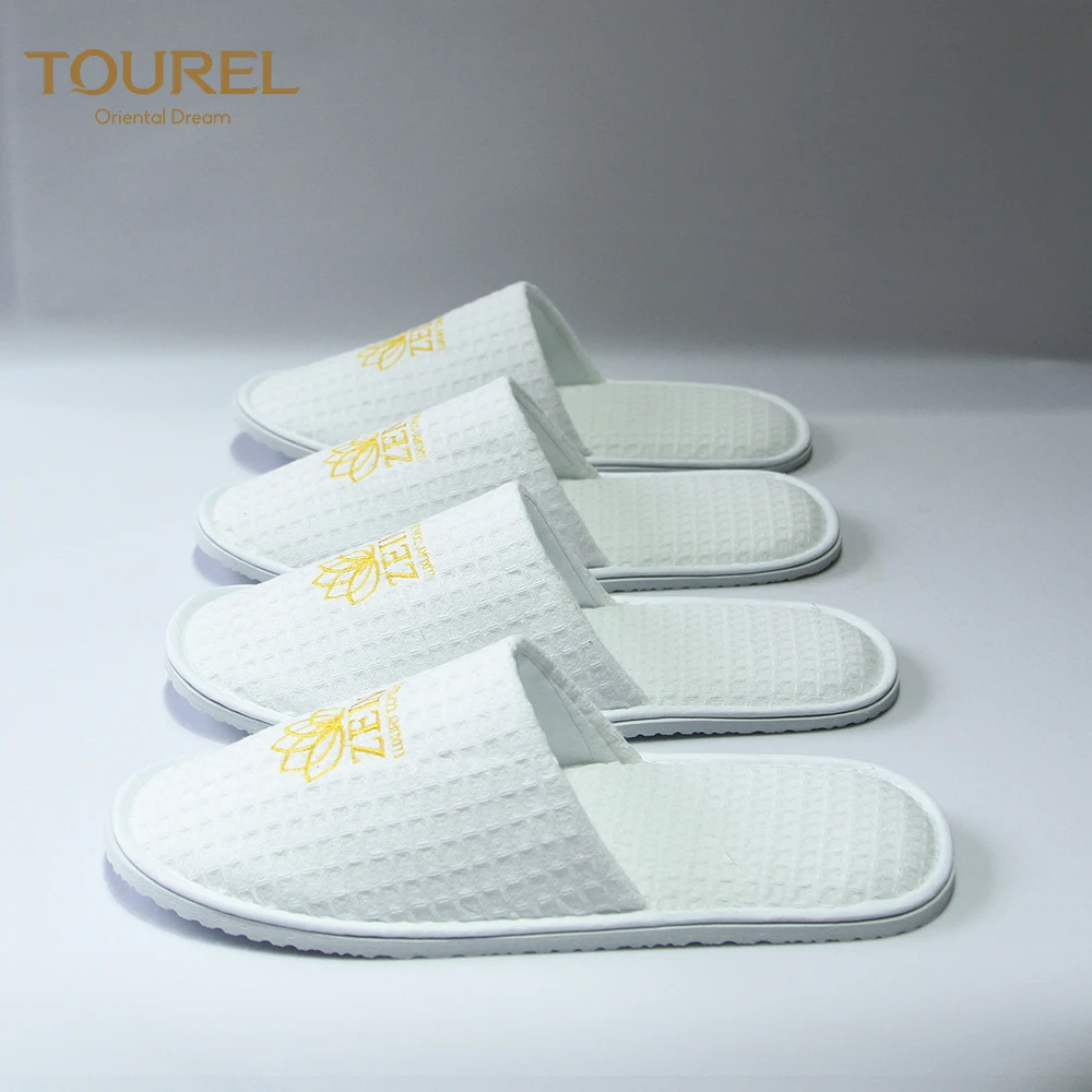 White Big Waffle Hotel Bathroom Men Spa Antislip Bath Rope Slippers