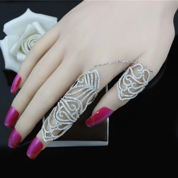 

SJB0004 Hollow Gothic Shield Hinged Cage Knuckle 925 Sterling Silver Ring, White gold plated