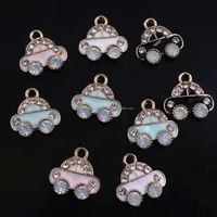 

RC-008 Custom Wholesales Alloy Metal Car Rhinestone Enamel Small Pendant Charms for Bracelet Necklace Jewelry Findings 18mm