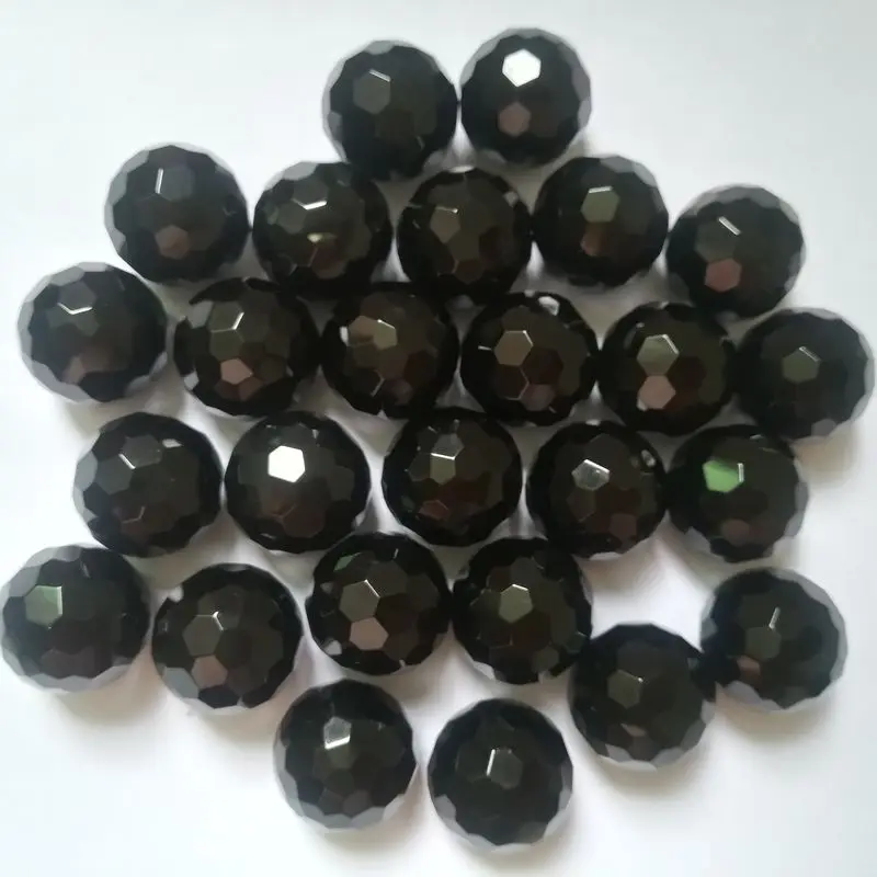 

Sphere black agate faceted ball onyx