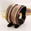 Punk style bracelet belt buckle braided real leather bracelet