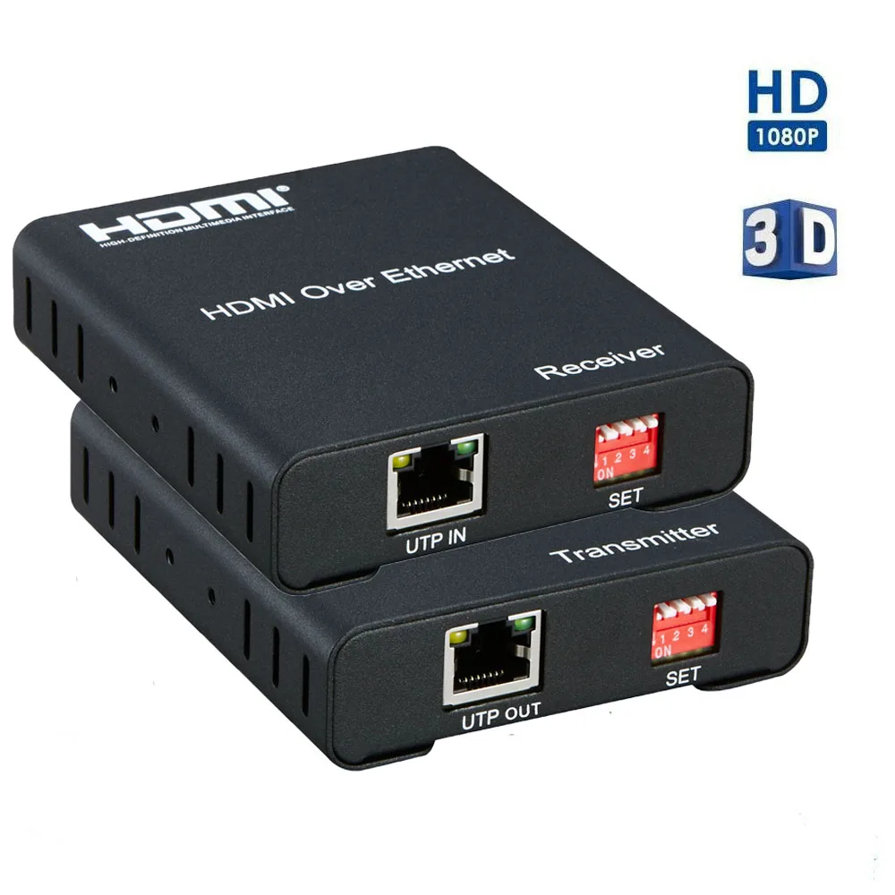 

HDMI Matrix Extender Over IP By CAT 5E/6 Cable With IR control Full HD 1080P over TCP/IP HDMI Transmitter/Receiver 120M, Black