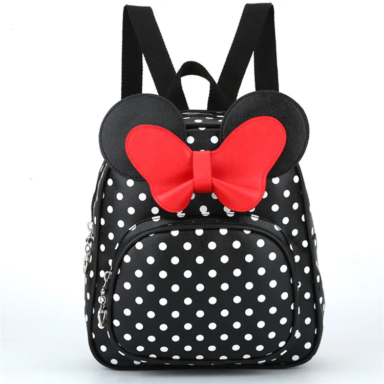 

Hot selling princess school bag pu leather kindergarten baby Dot backpack Dot bow mini bag, As the picture/accept customize