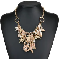 

Chunky natural costume jewelry seashell boho statement necklace