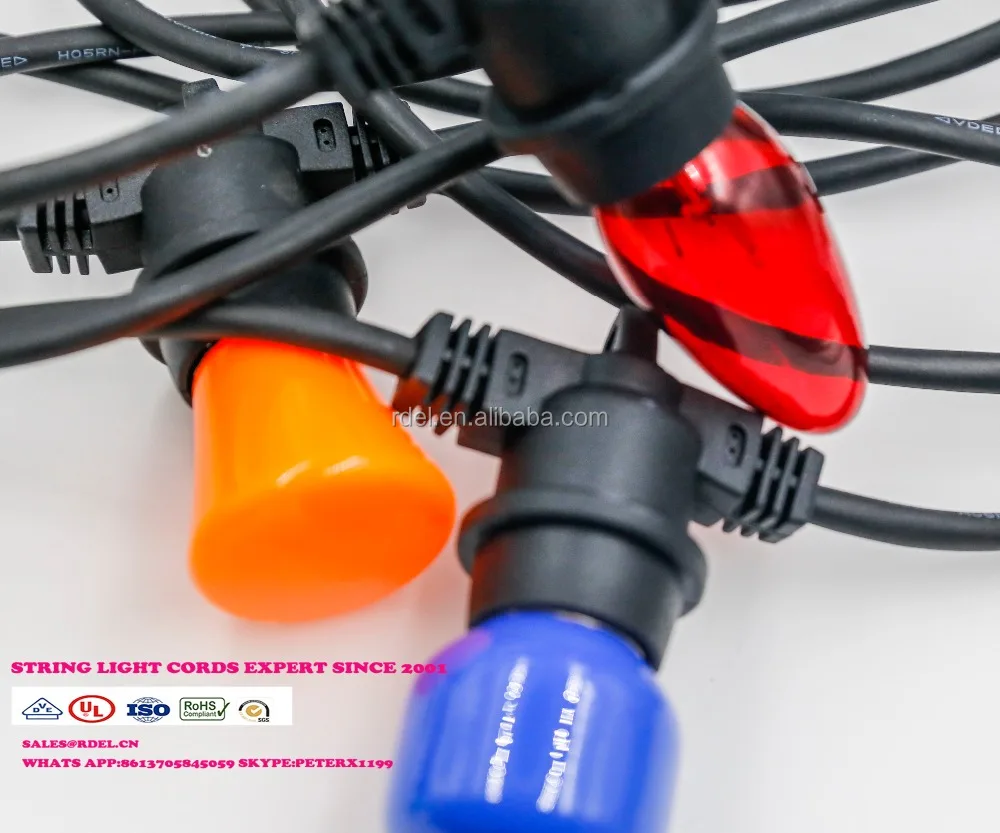 

waterproof JT-3 america plug power cord string lights with lamp holder