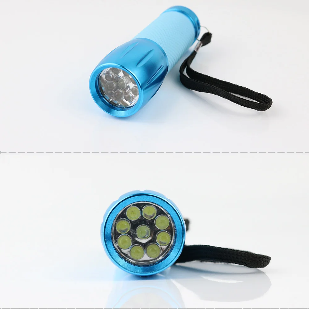 Wholesale Aluminum Cheap Portable Mini 9 LED Torch Light Flashlight with 3 AAA battery manufacture