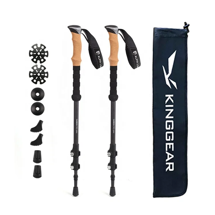 

Custom lightweight clamp mechanism 3-section Carbon Fiber Telescopic hiking Trekking Poles walking stick, Customized