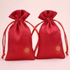 Custom christmas drawstring gift jewelry ring bracelet satin silk pouch bag