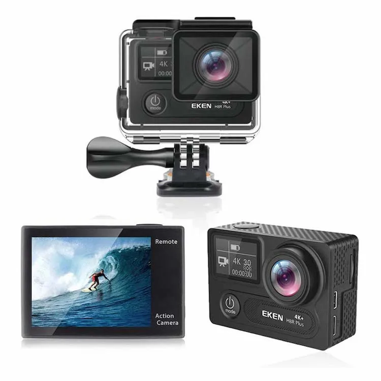 

Original 4k wireless EKEN H8R plus wifi helmet camera sports 4k 30fps with remote control Eken h8r plus action camera 4K, Black