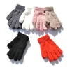 Amazon hot sale 6 Styles Five Fingers Gloves Women Men Winter Warm Plus Velvet Thick Gloves Student knitted Mittens Xmas Gift